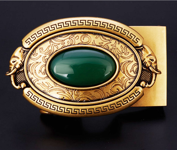 35mm gemstone automaticold brass belt buckle