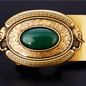 35mm gemstone automaticold brass belt buckle