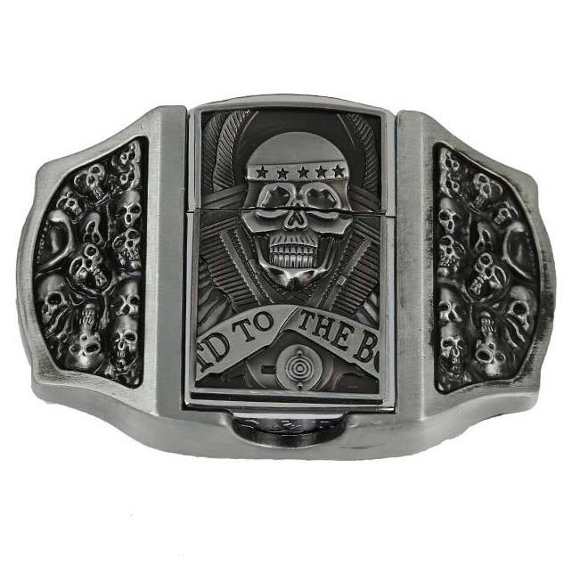 40mm skull lighter western belt buckle