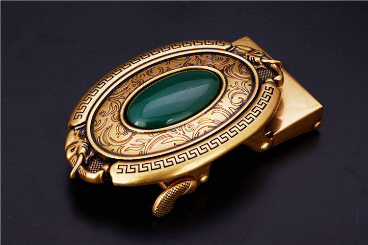 35mm gemstone automaticold brass belt buckle