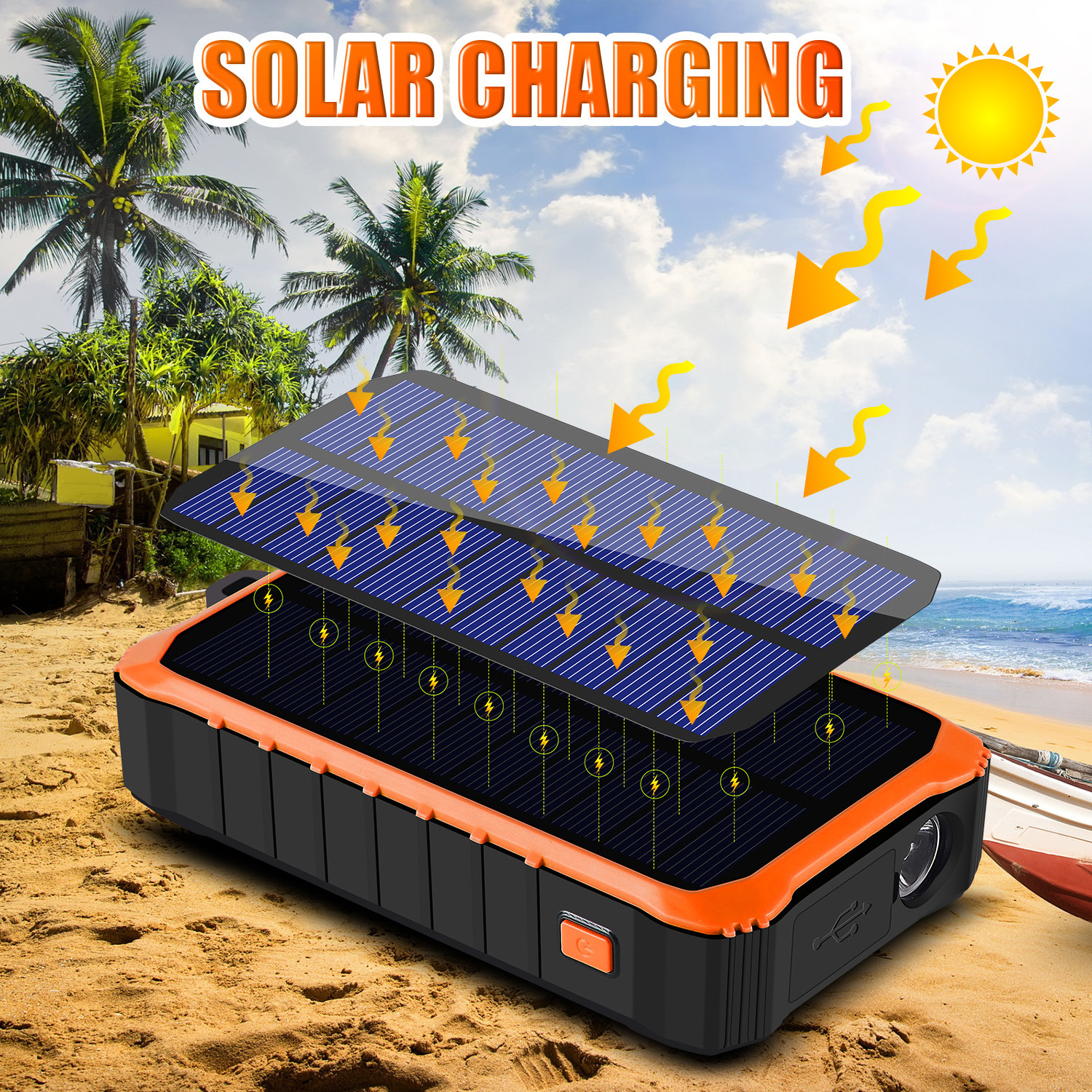 2020 new arrivals gadgets solar charger bank usb power bank 10000mAh Hand-cranked solar panel external battery