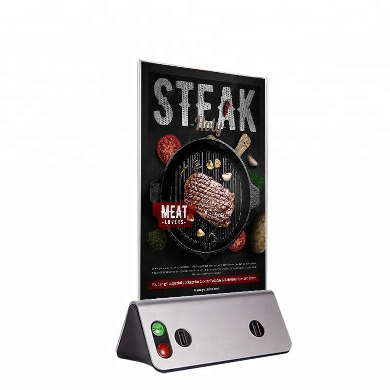 Restaurant Power Bank Menu Holder With LED Light Advertising Portable Mobile Power Bank