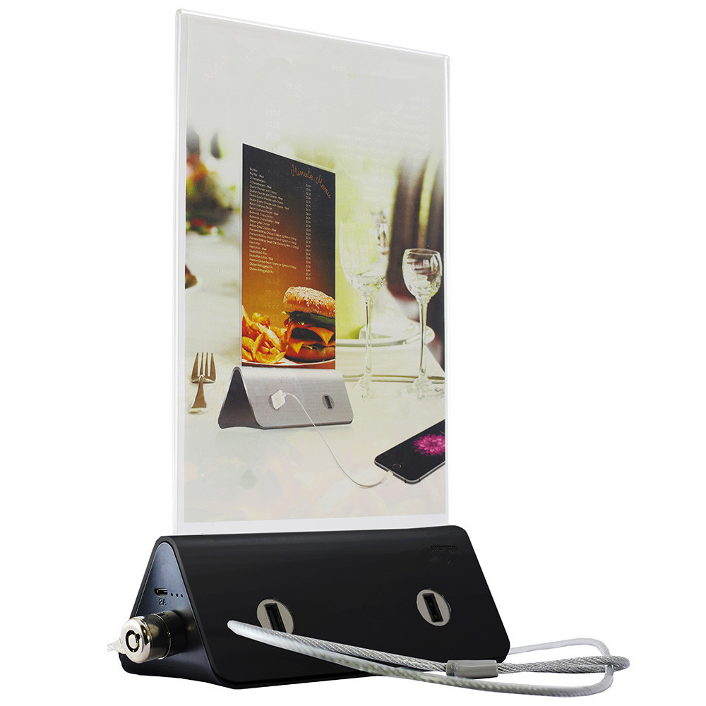 Restaurant Power Bank Menu Holder With LED Light Advertising Portable Mobile Power Bank