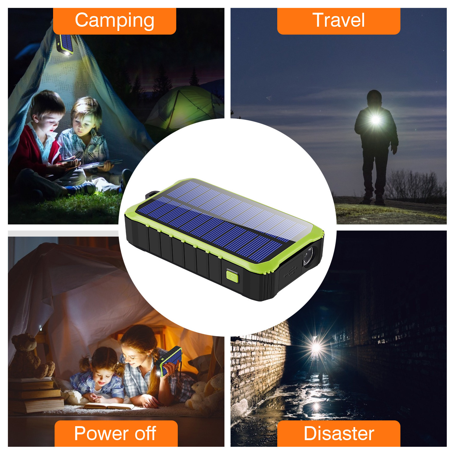 Wholesale solar power bank  12000 mah hand crank  camping solar power bank portable