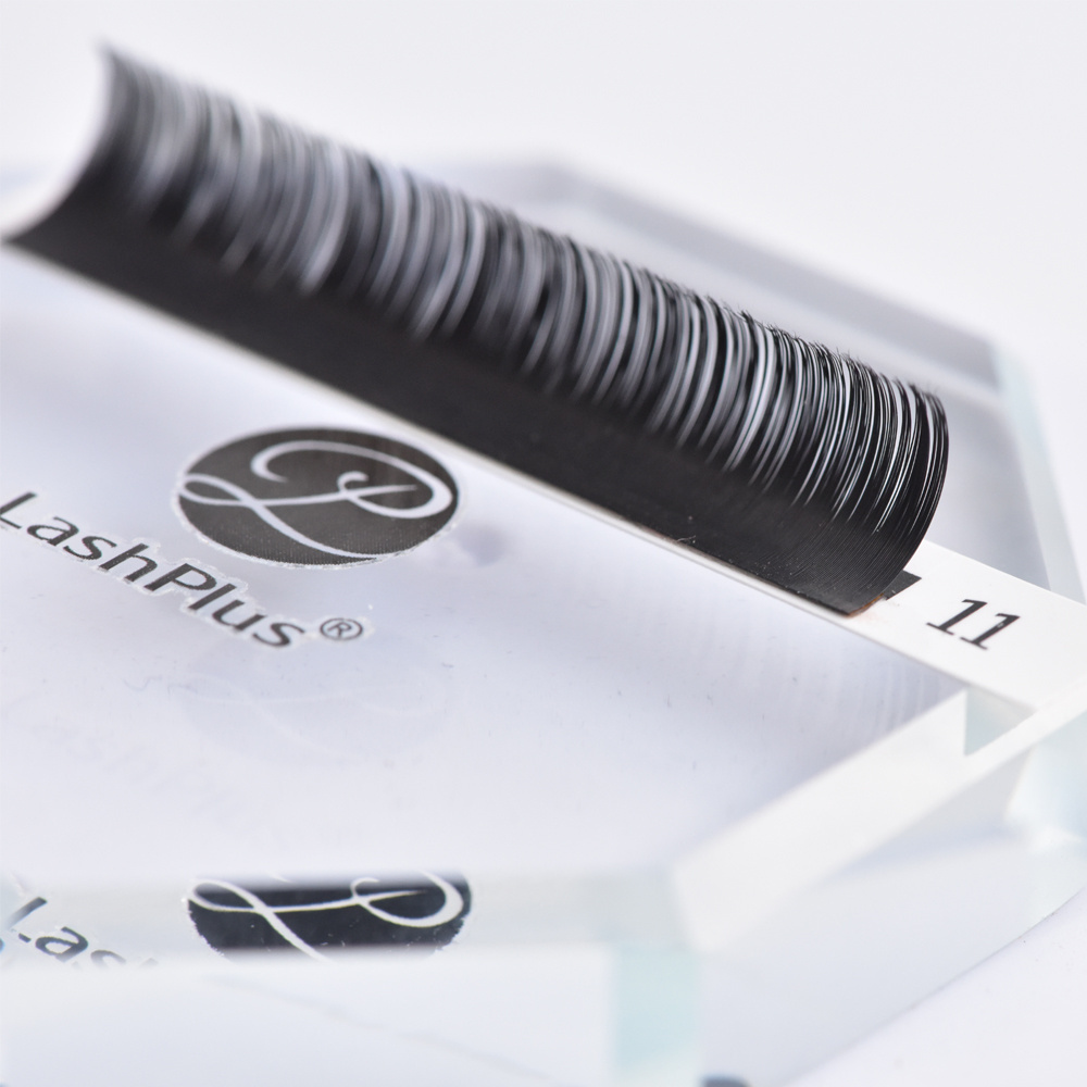 LashPlus luxury individual human hair fluffy matte black eyelash extensions easy fans vendor