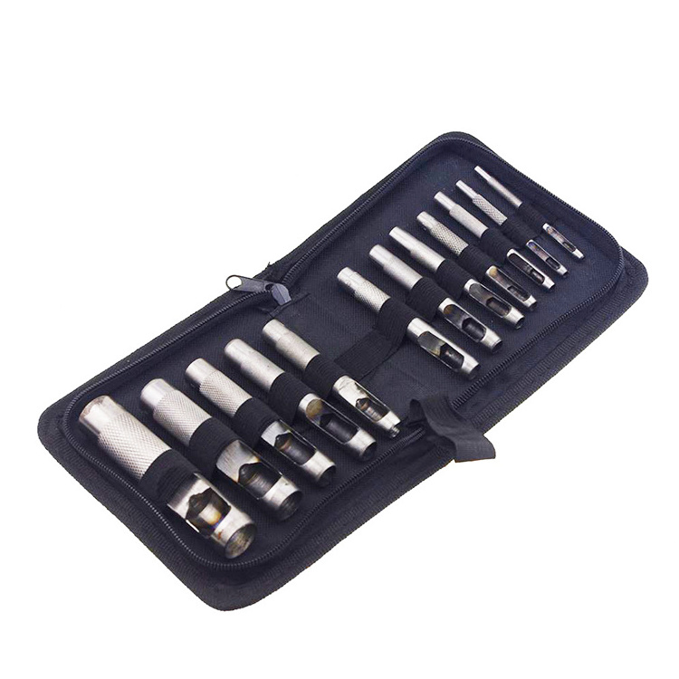 12pcs 15pcs Cr-V steel punching tools round hollow hole punch 3 to 25mm for punching Leather Plastic Belt Cloth paper