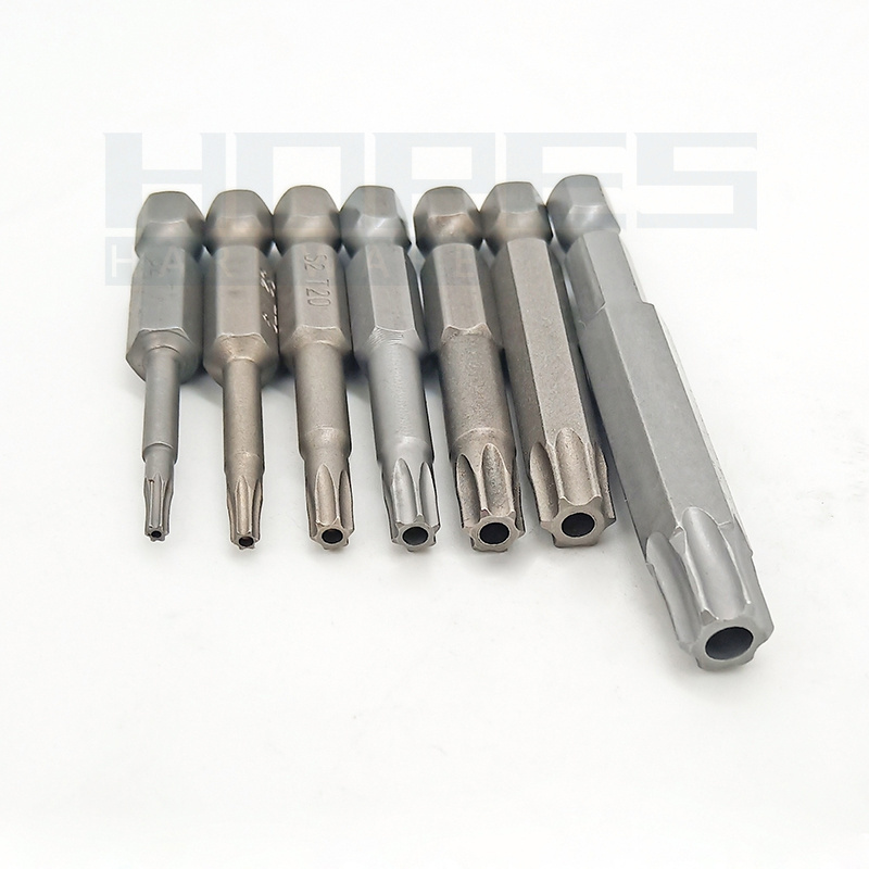 S2 T5 to T55 Torx screwdriver bits with without hole 50 65 75 100 150 200mm extra long quick release pneumatic tools