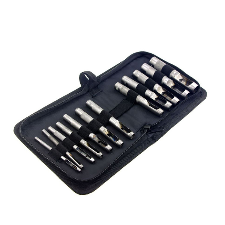 12pcs 15pcs Cr-V steel punching tools round hollow hole punch 3 to 25mm for punching Leather Plastic Belt Cloth paper