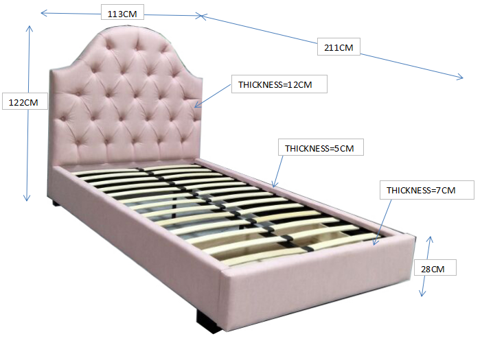 King Size Pink Upholstered Bed Diamond Tufted Headboard Kids Girls Bedroom Furniture bed