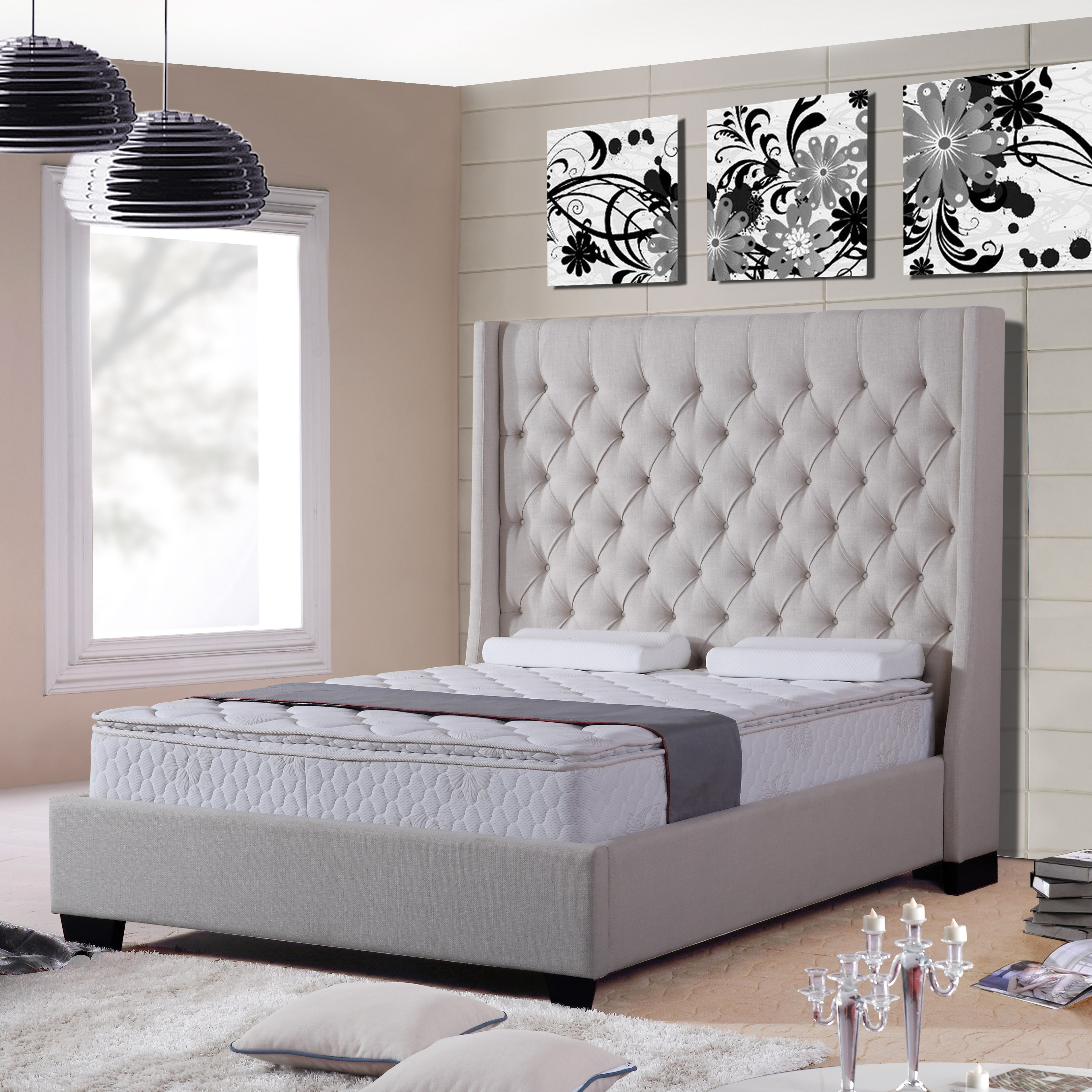 Modern velvet fabric  high headboard bedroom furniture storage drawer upholstered bed