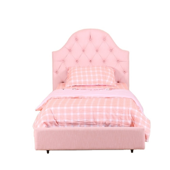 King Size Pink Upholstered Bed Diamond Tufted Headboard Kids Girls Bedroom Furniture bed