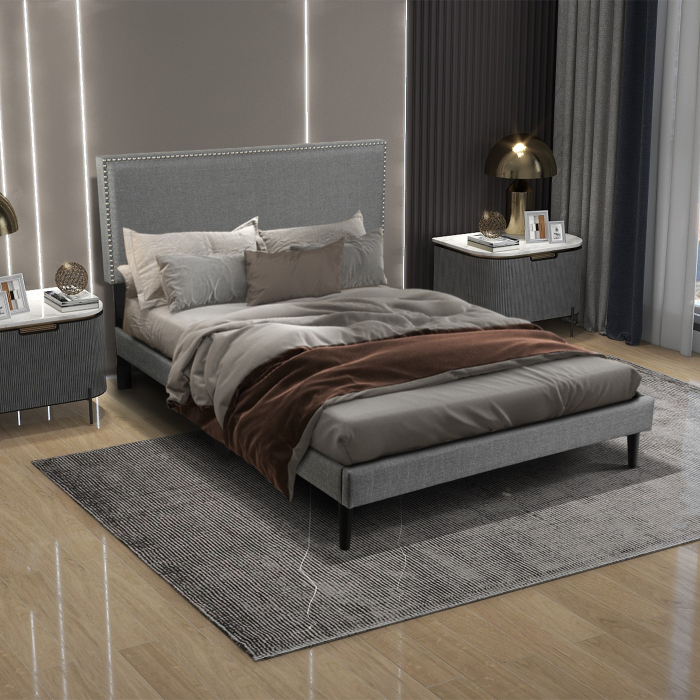 American warehouse Modern Bed Designs Luxury Unique Bedroom Sets King Size Soft Bed Frame for Bedroom