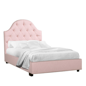 King Size Pink Upholstered Bed Diamond Tufted Headboard Kids Girls Bedroom Furniture bed