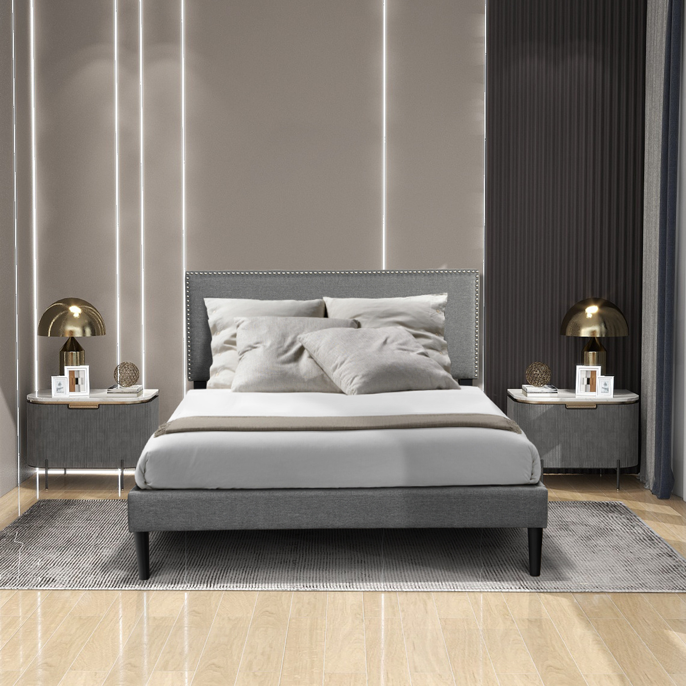 American warehouse Modern Bed Designs Luxury Unique Bedroom Sets King Size Soft Bed Frame for Bedroom