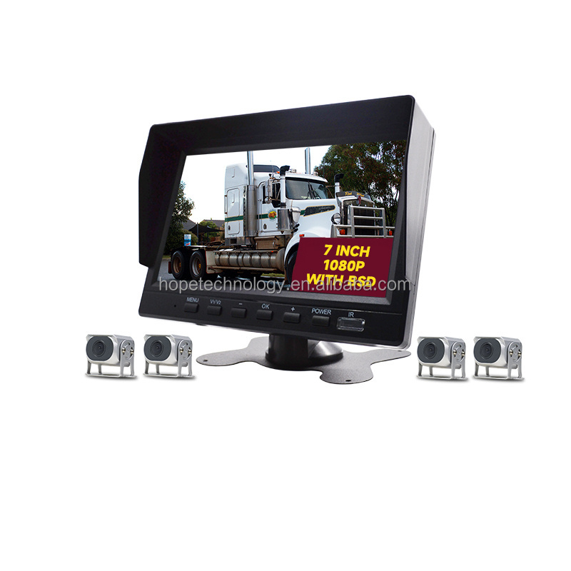 Wholesale 4 Channel Truck DVR 7inch with AHD 1080P 4 Cameras IP67 Waterproof for Garbage Trailer Vehicle