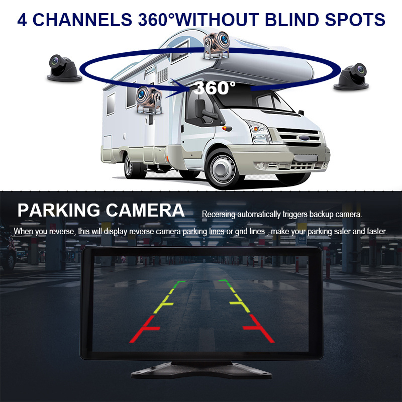 10.36 inches 4CH Full HD 1080P Loop Video Recorder Car Touch Screen MP5 DVR for Vehicle Truck