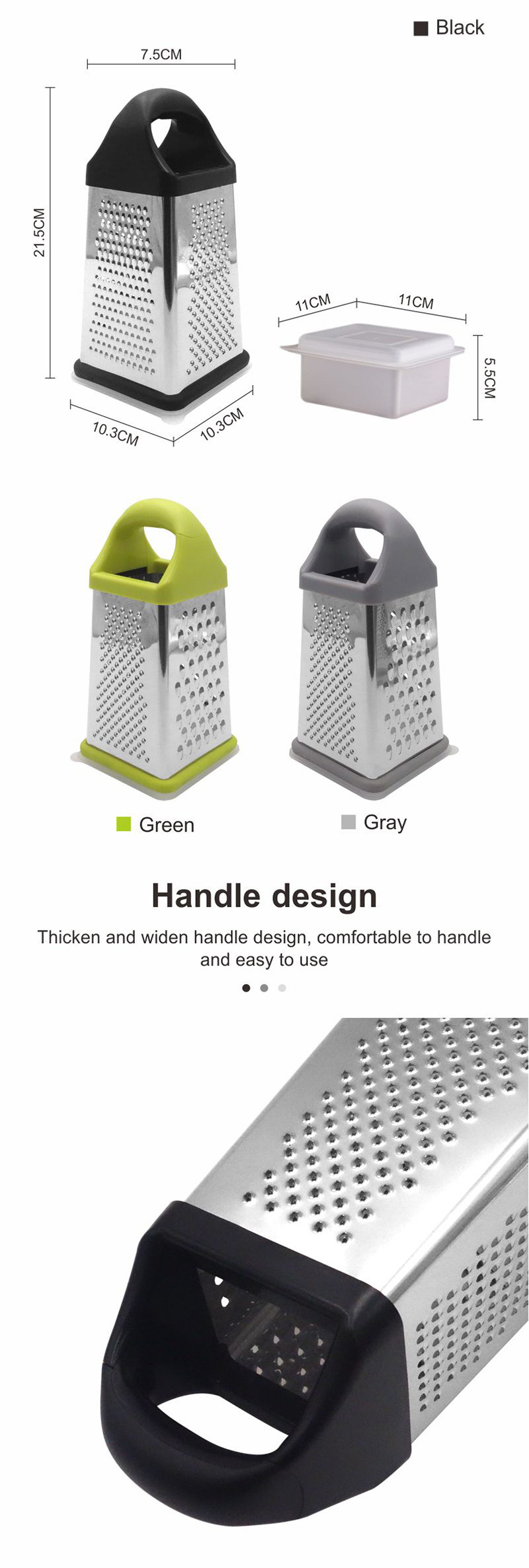 Home And Kitchen Multi-purpose Vegetable Cheese Stainless Steel 4 Sides Box Grater With Container