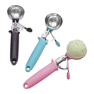 Professional Multifunction With Trigger Ice Cream Spoon Stainless Steel With Trigger Cookie Scoops Set