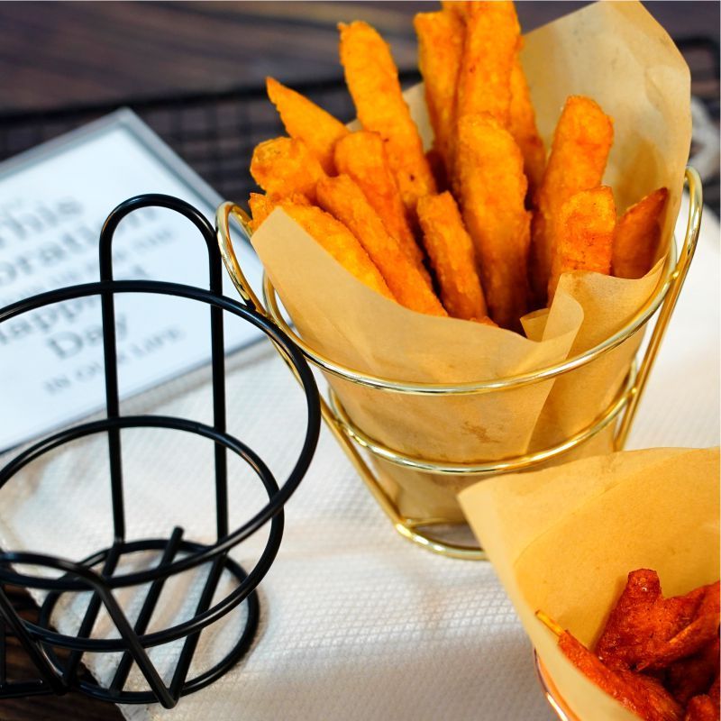 High Quality Stainless Steel  Fry Serving French Fries Restaurant Frying Cone Basket