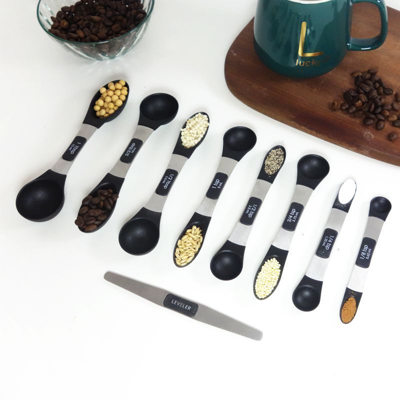 New Teaspoon Measuring Spoon 2023 Stainless Steel Double Sided Magnetic Measuring Spoons Set Of 9