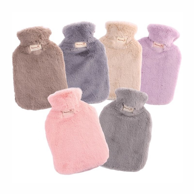 1L Natural Rubber Hot Water Bottle With  Plush Hot-Water Bag And Warmer Hot Water Bag With Cover