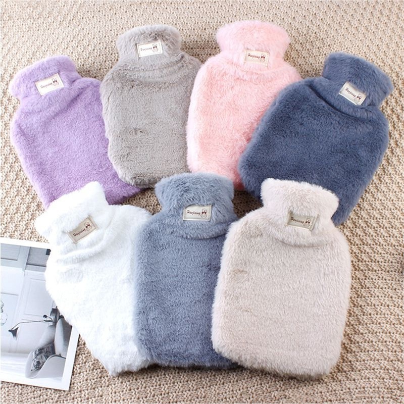 1L Natural Rubber Hot Water Bottle With  Plush Hot-Water Bag And Warmer Hot Water Bag With Cover