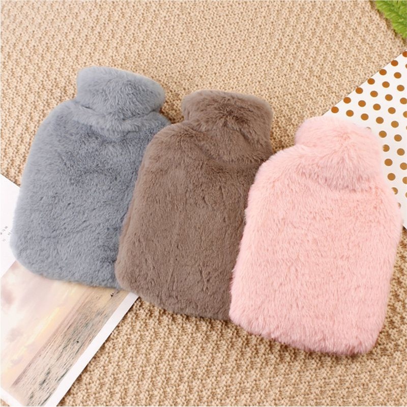 1L Natural Rubber Hot Water Bottle With  Plush Hot-Water Bag And Warmer Hot Water Bag With Cover