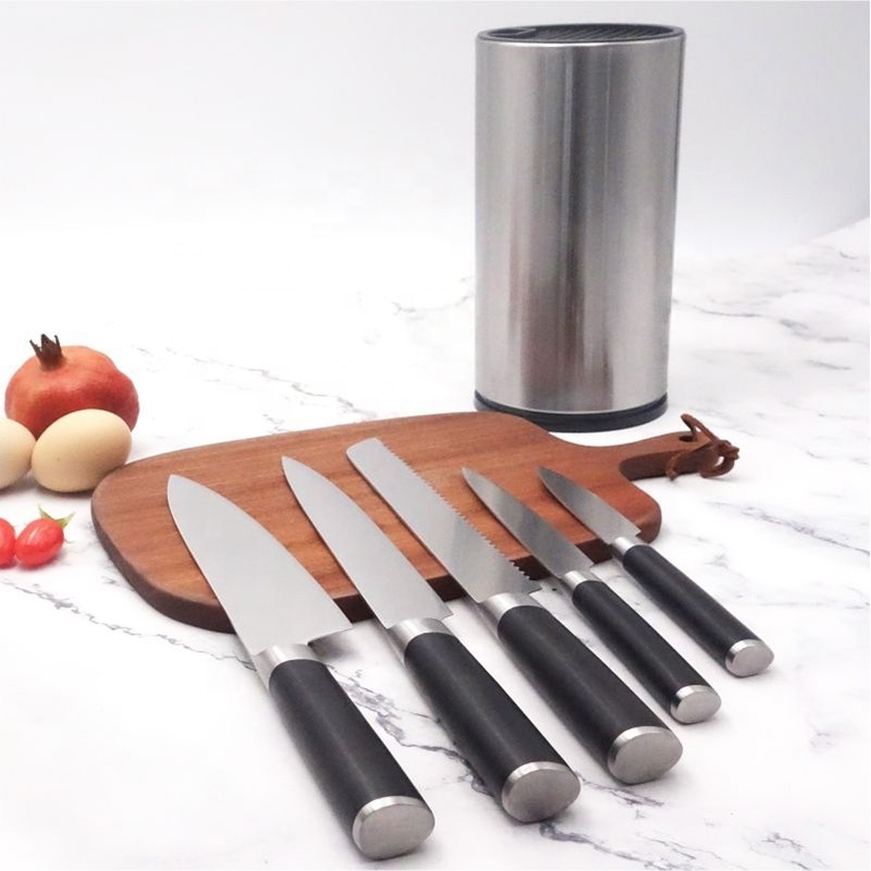 Professional 6 Pieces Stainless Steel Fruit Chef Kitchen Knife Set With Stainless Steel Holder Block