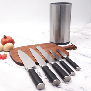 Professional 6 Pieces Stainless Steel Fruit Chef Kitchen Knife Set With Stainless Steel Holder Block