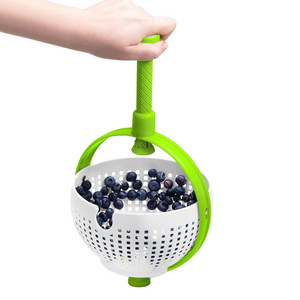 High quality Easy Clean Grips Large Plastic Salad Spinner Manual Salad Lettuce Spinner Colander With Collapsible Handle