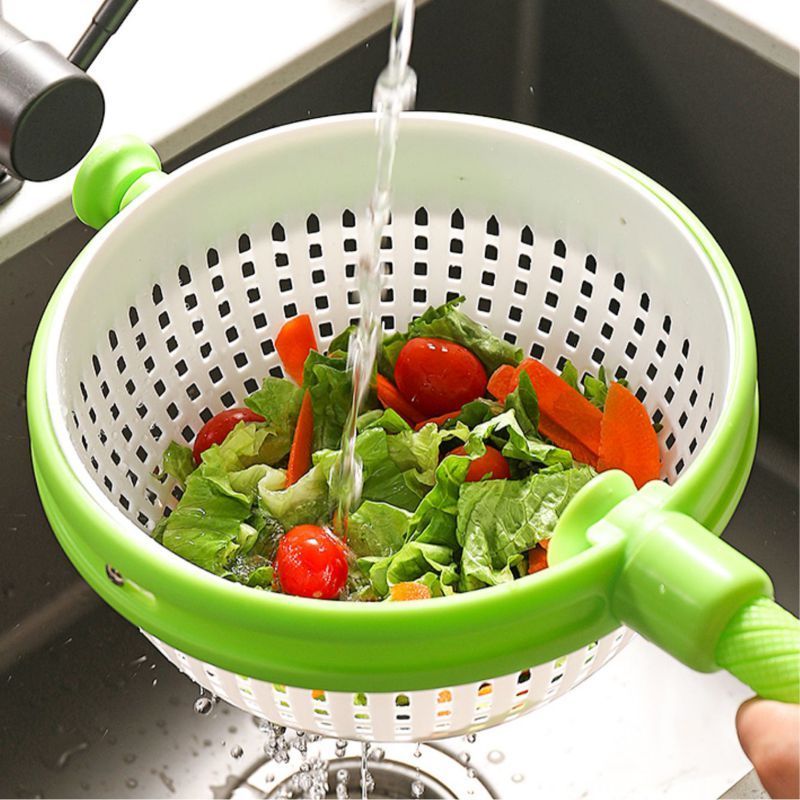 Kitchen Gadgets Large Salad Strainer Spinner Manual Fruit And Vegetables Lettuce Salad Spinner Colander