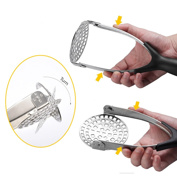 Personalized Kitchen Accessories Tools Stainless Steel Hand Masher For Potato Guacamole Egg Salad Banana Bread