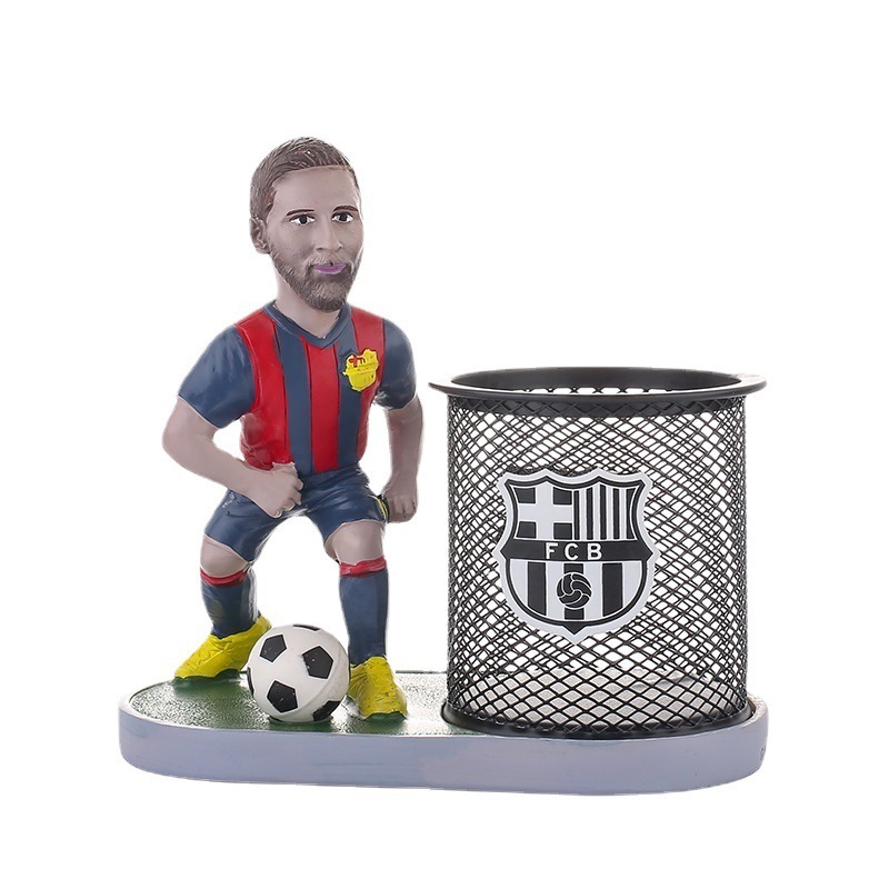 OEM Football Star Series Messi Pen Holder Doll Character Action Figures Student Stationery vinyl toy for Boys' Birthday Gift