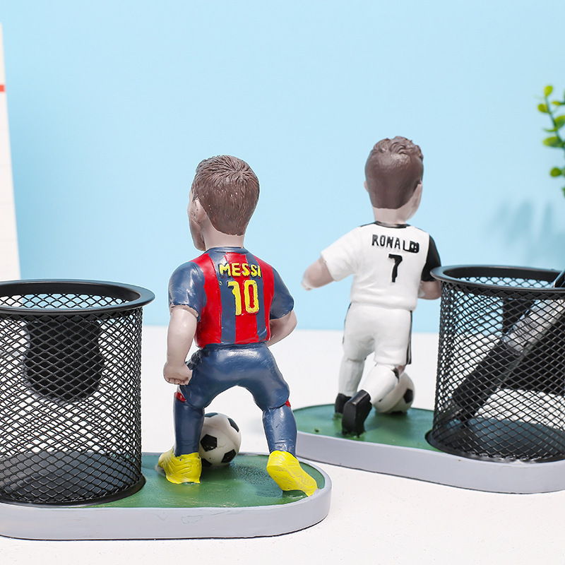 OEM Football Star Series Messi Pen Holder Doll Character Action Figures Student Stationery vinyl toy for Boys' Birthday Gift