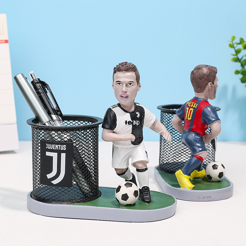 OEM Football Star Series Messi Pen Holder Doll Character Action Figures Student Stationery vinyl toy for Boys' Birthday Gift