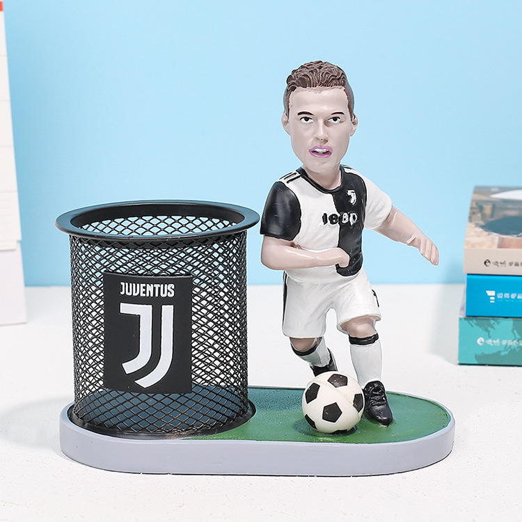 OEM Football Star Series Messi Pen Holder Doll Character Action Figures Student Stationery vinyl toy for Boys' Birthday Gift