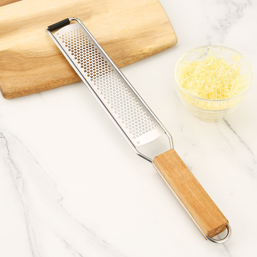 Cooking grade stainless steel tool Wood handle Cheese grater Lemon peel grater