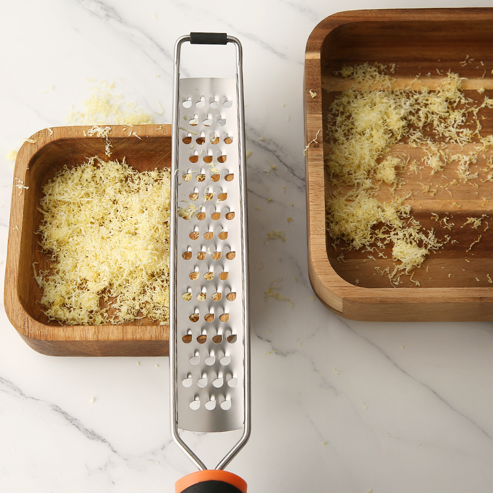 Premium Stainless Steel Lemon Zester Cheese Grater for Parmesan Citrus Ginger Nutmeg Garlic Chocolate Fruits