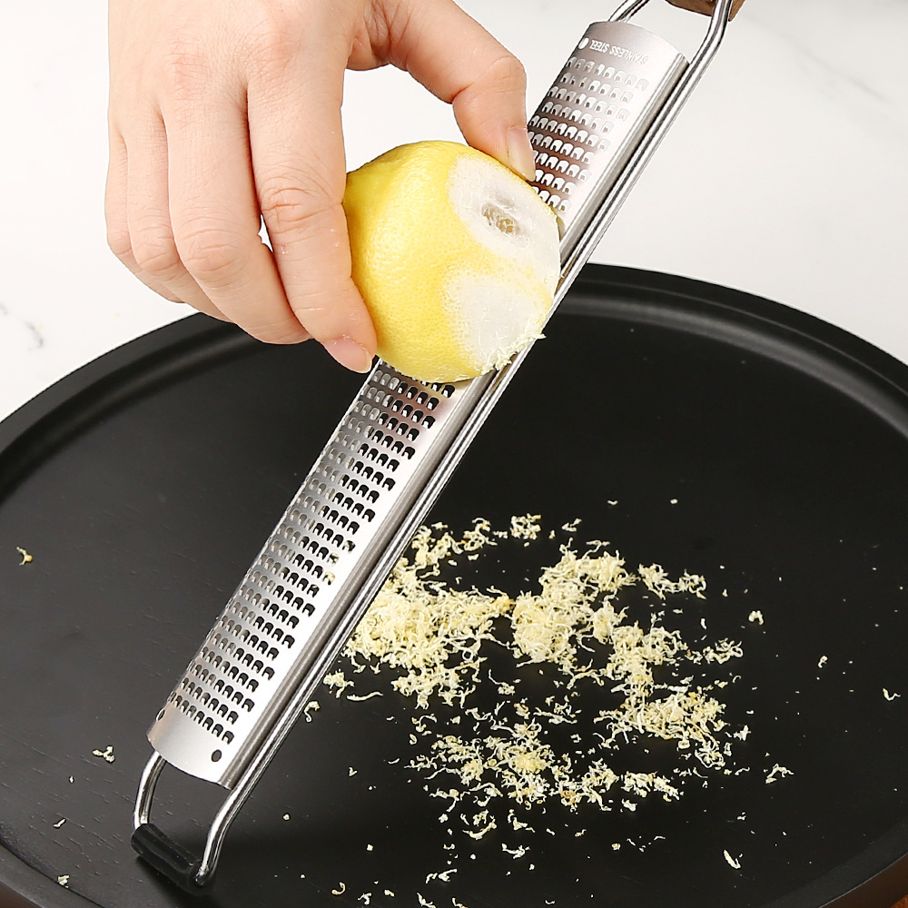 Cooking grade stainless steel tool Wood handle Cheese grater Lemon peel grater