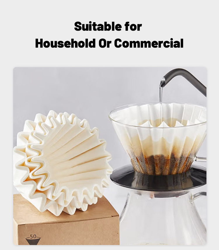 Disposable White Basket Coffee Filters Paper Sheets, for Home Commercial Dripper Pour Over and Drip Coffee Makers