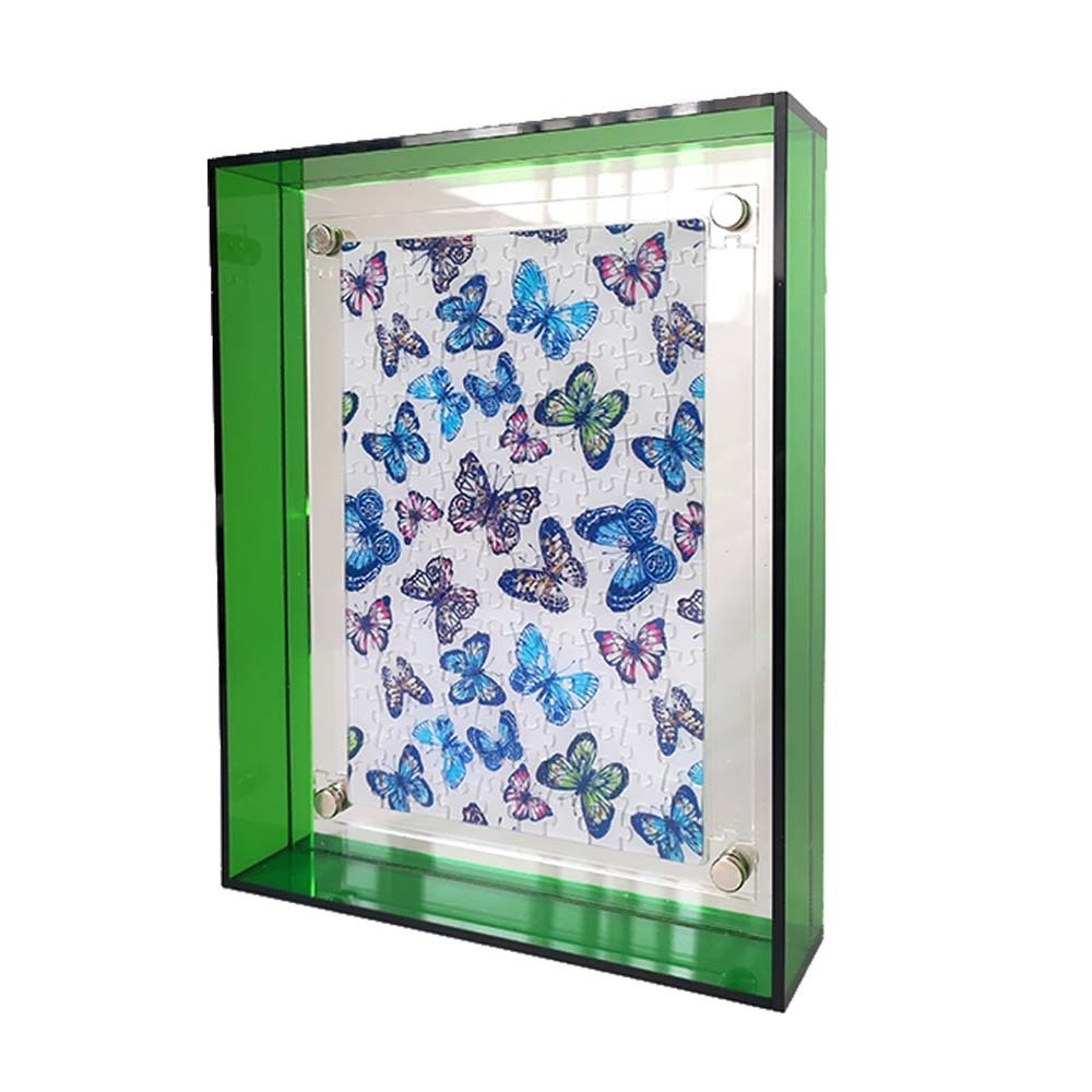 Factory custom logo  design with photo frame acrylic jigsaw  puzzle