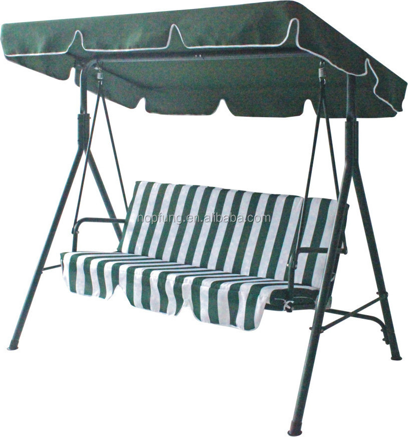 three seats green and white promotional garden swing