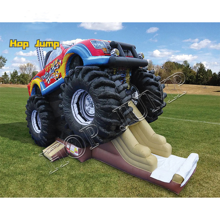 Giant Monster Truck bounce house slide combo commercial dry jumping bouncy castle inflatable bouncer slide combo