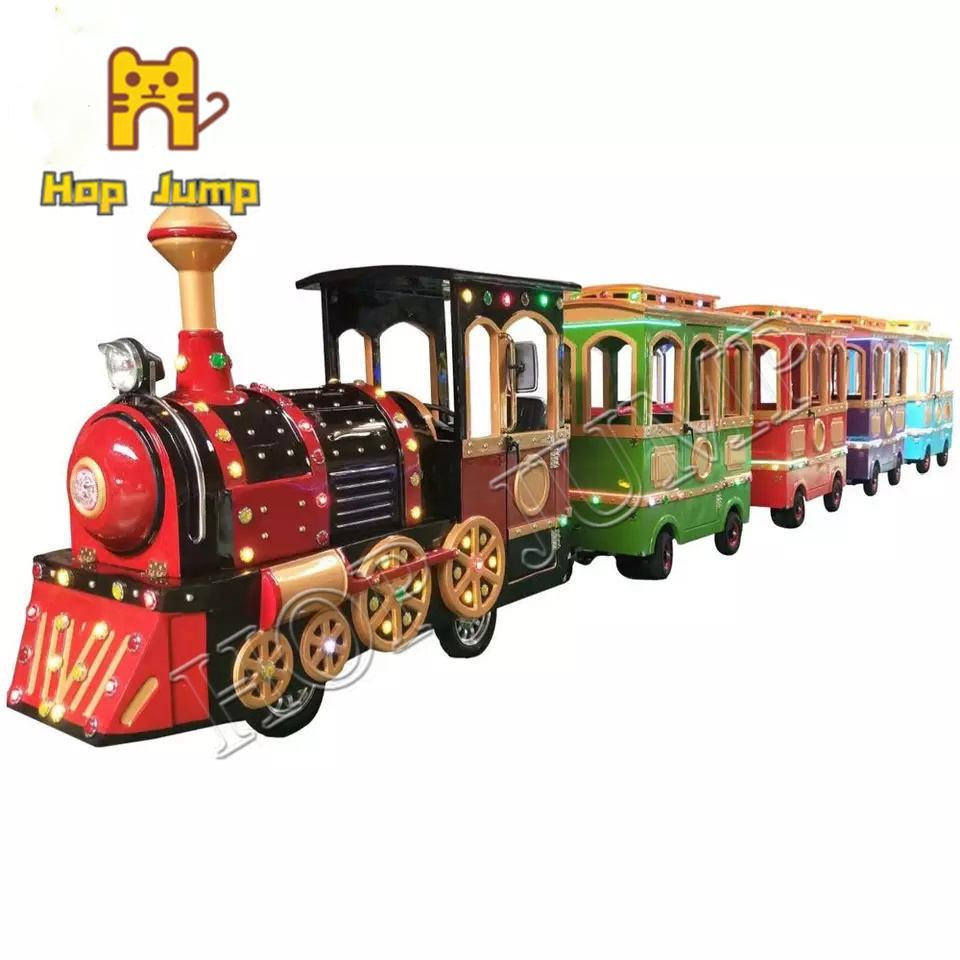 Fun park trains manufacturer cheap gasoline electric trackless road tourist sightseeing train for sale