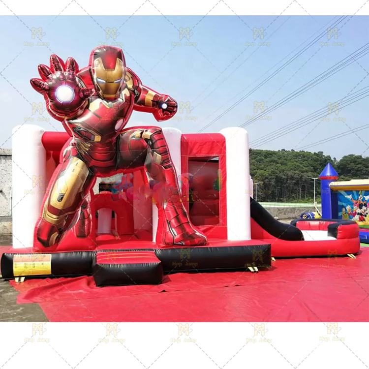 Kids Party Decoration Inflatable IronMan Bouncy Castle with Slide Superhero Bouncer Combo for Sales