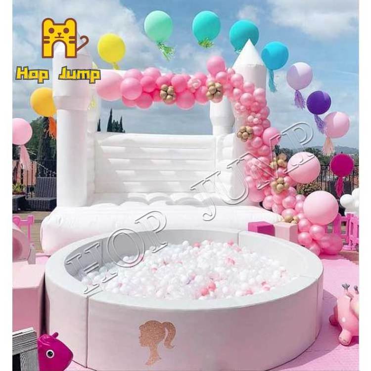 Party rental white bounce house with ball pit white toddler  bounce house inflatable castle ball pit for kids adults jumping