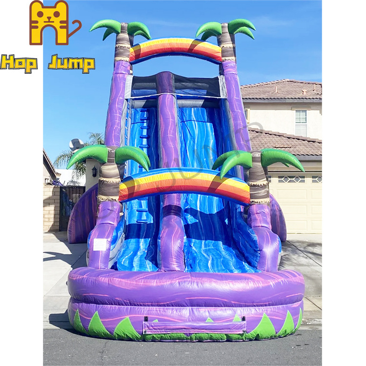 Commercial Grade PVC Adults And Kids16ft 18ft 20ft 22ft Marble Purple Inflatable Small Pool Water Slide