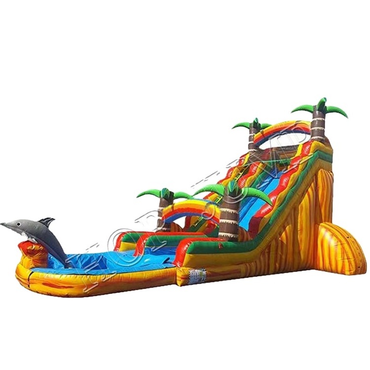 Marble Volcano 15ft 16ft 17ft 18ft Tropical Splash Commercial Grade Backyard Inflatable Water Slides Wholesale