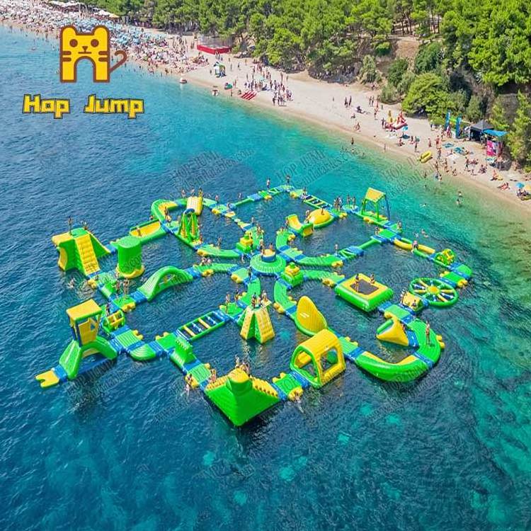 Commercial Mobile  Floating Inflatable Water Park With Slide Outdoor Inflatable Park For Lake