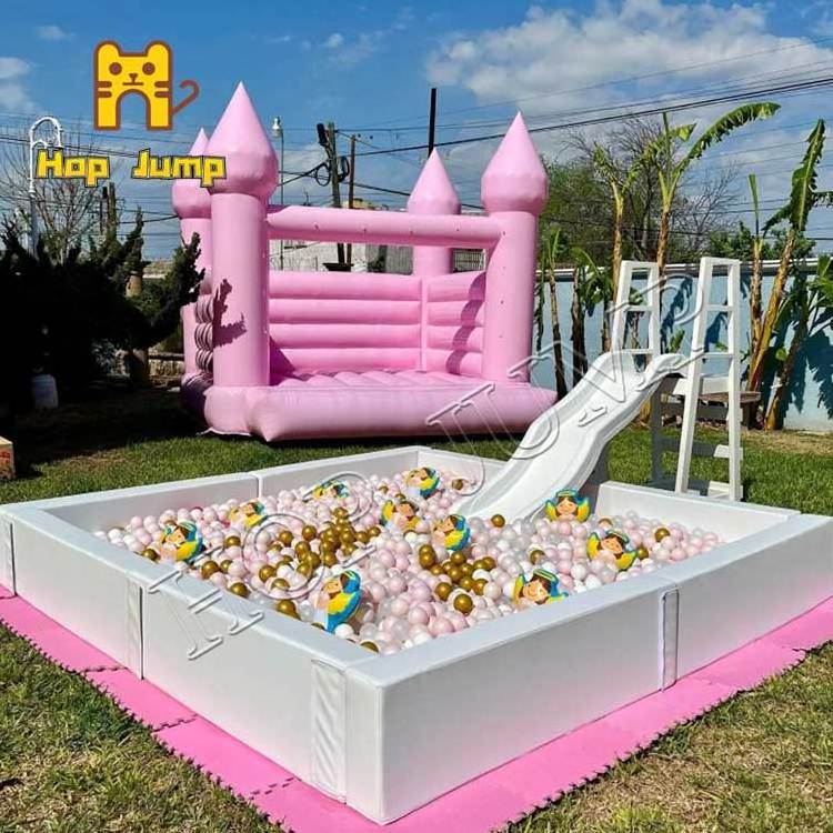 Party rental white bounce house with ball pit white toddler  bounce house inflatable castle ball pit for kids adults jumping